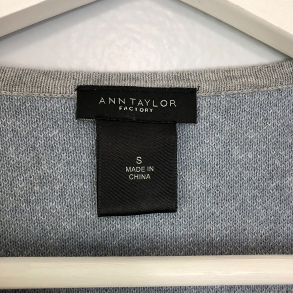 Ann Taylor Factory Cardigan Blue Gray Colorblock Size Small - Picture 3 of 12